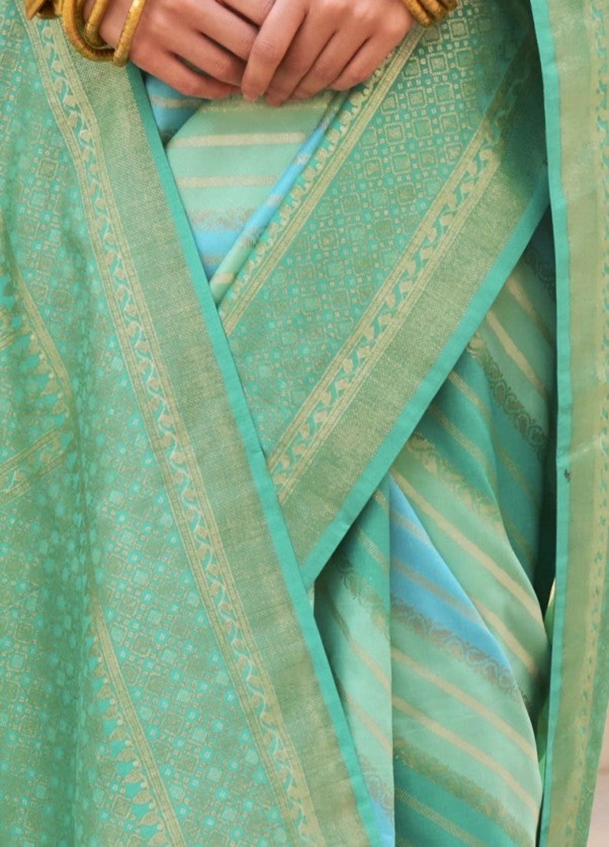 Best Aquamarine Green Patola Silk Saree Online in India