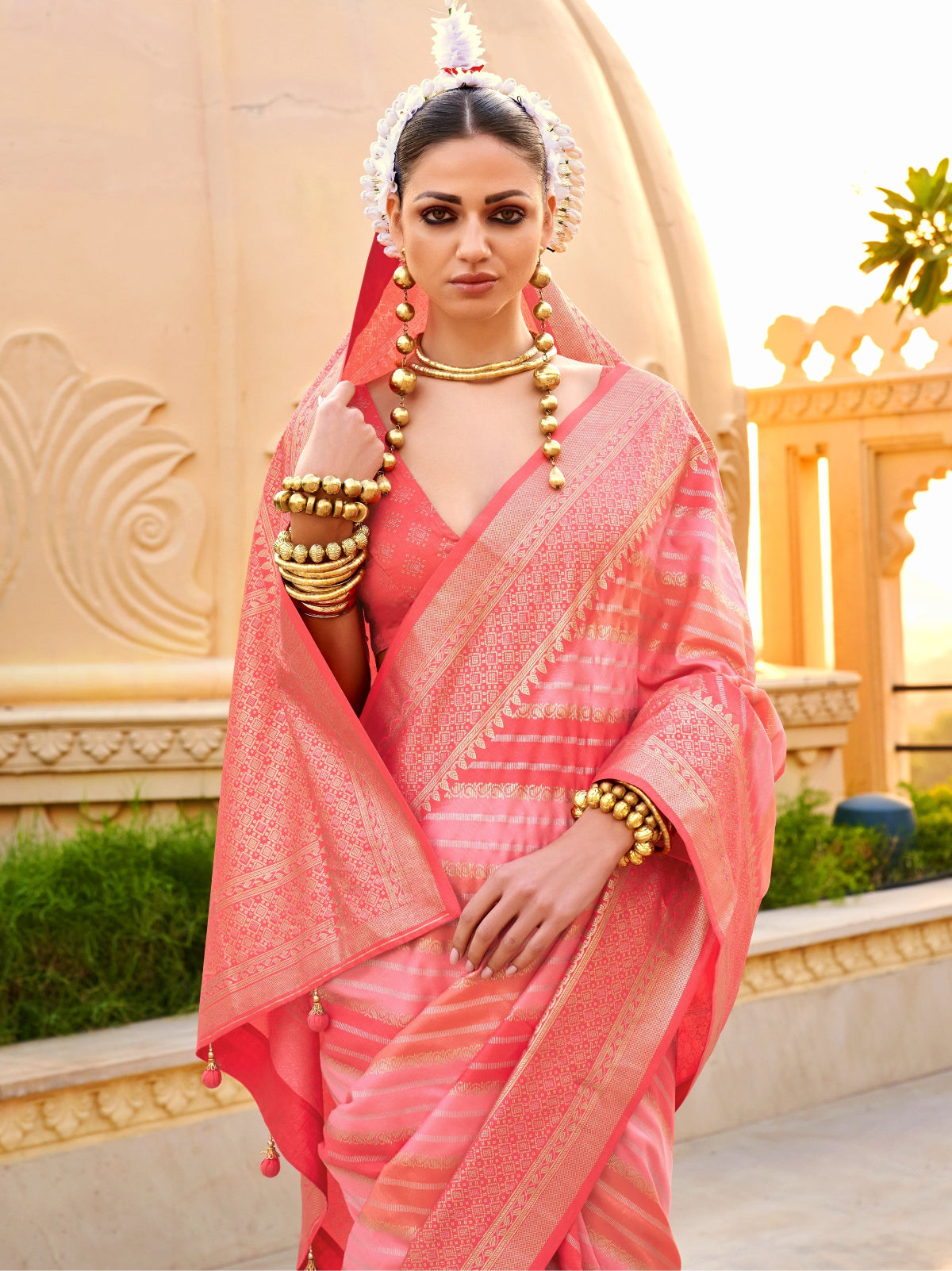 Best Light Peach Patola Silk Saree Online in India