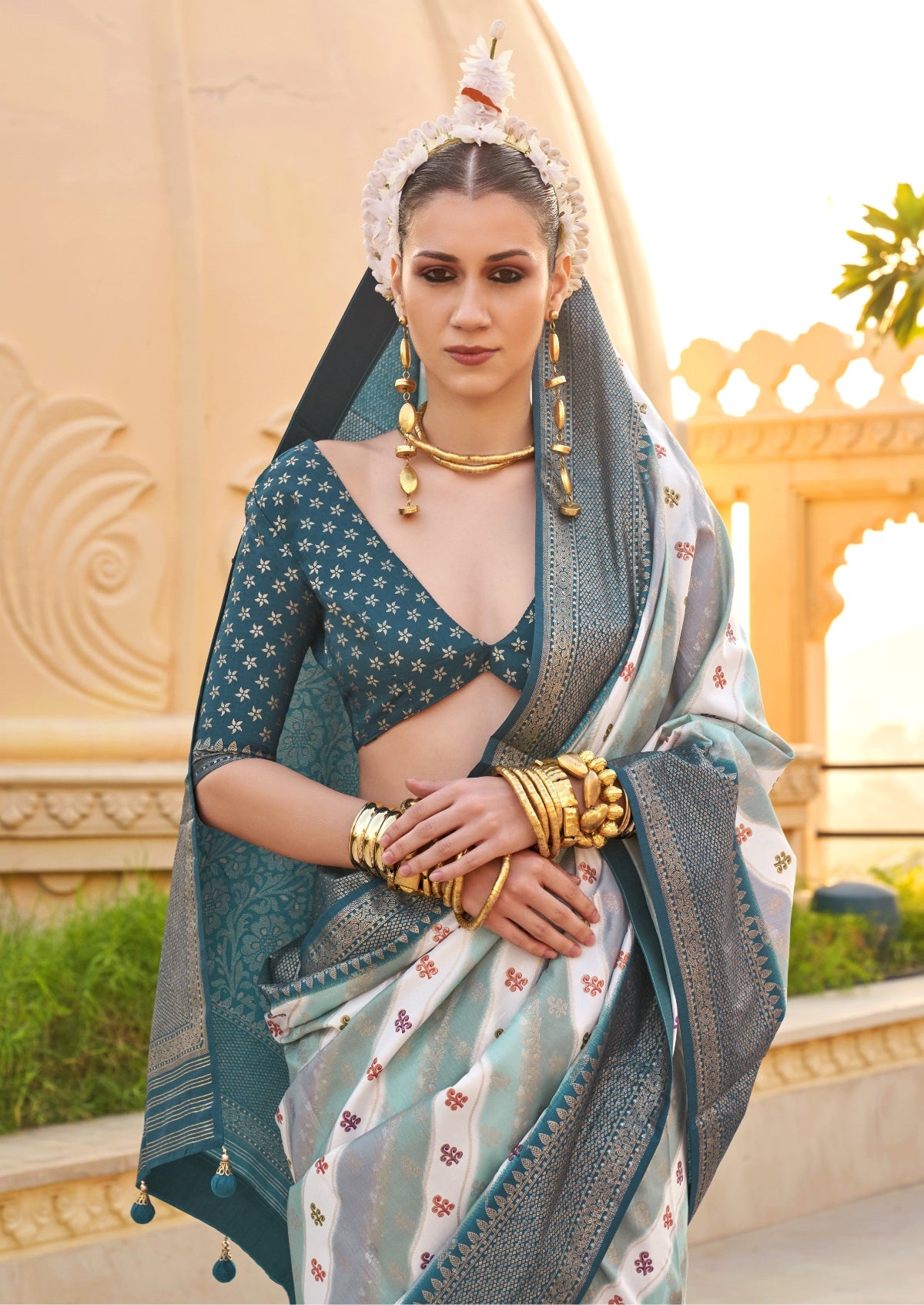 Best Teal Green Patola Silk Saree Online in India