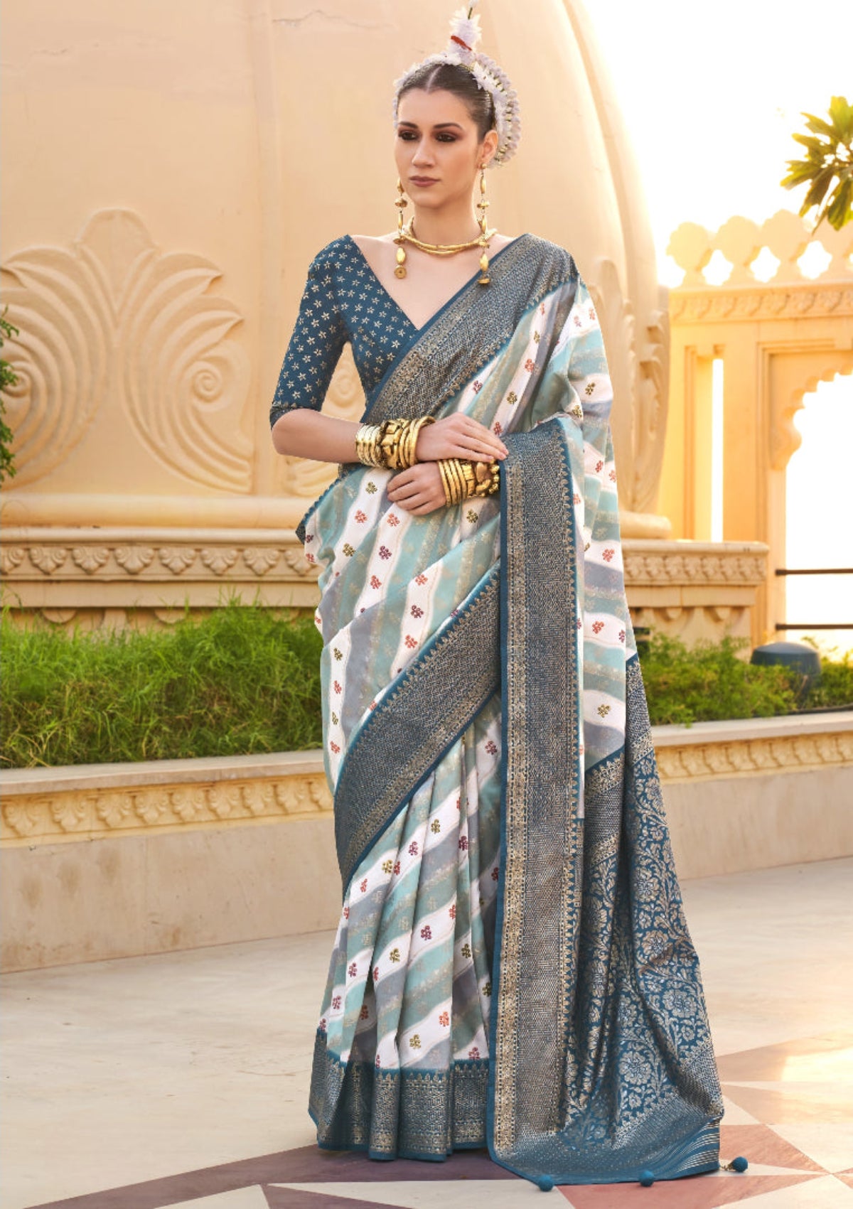 Best Teal Green Patola Silk Saree Online in India