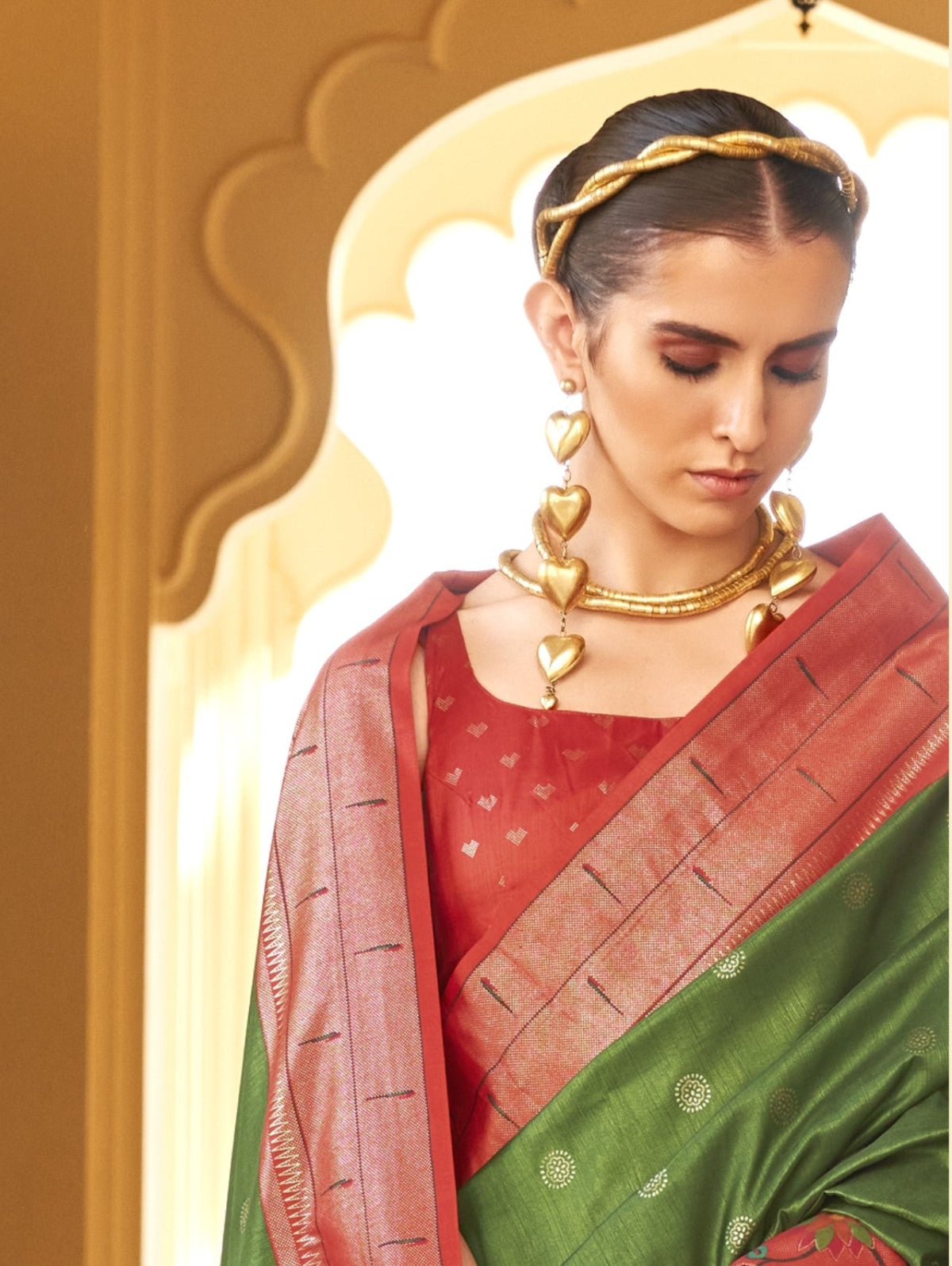 Shop Mehndi Green Paithani Sarees Online at STORI.