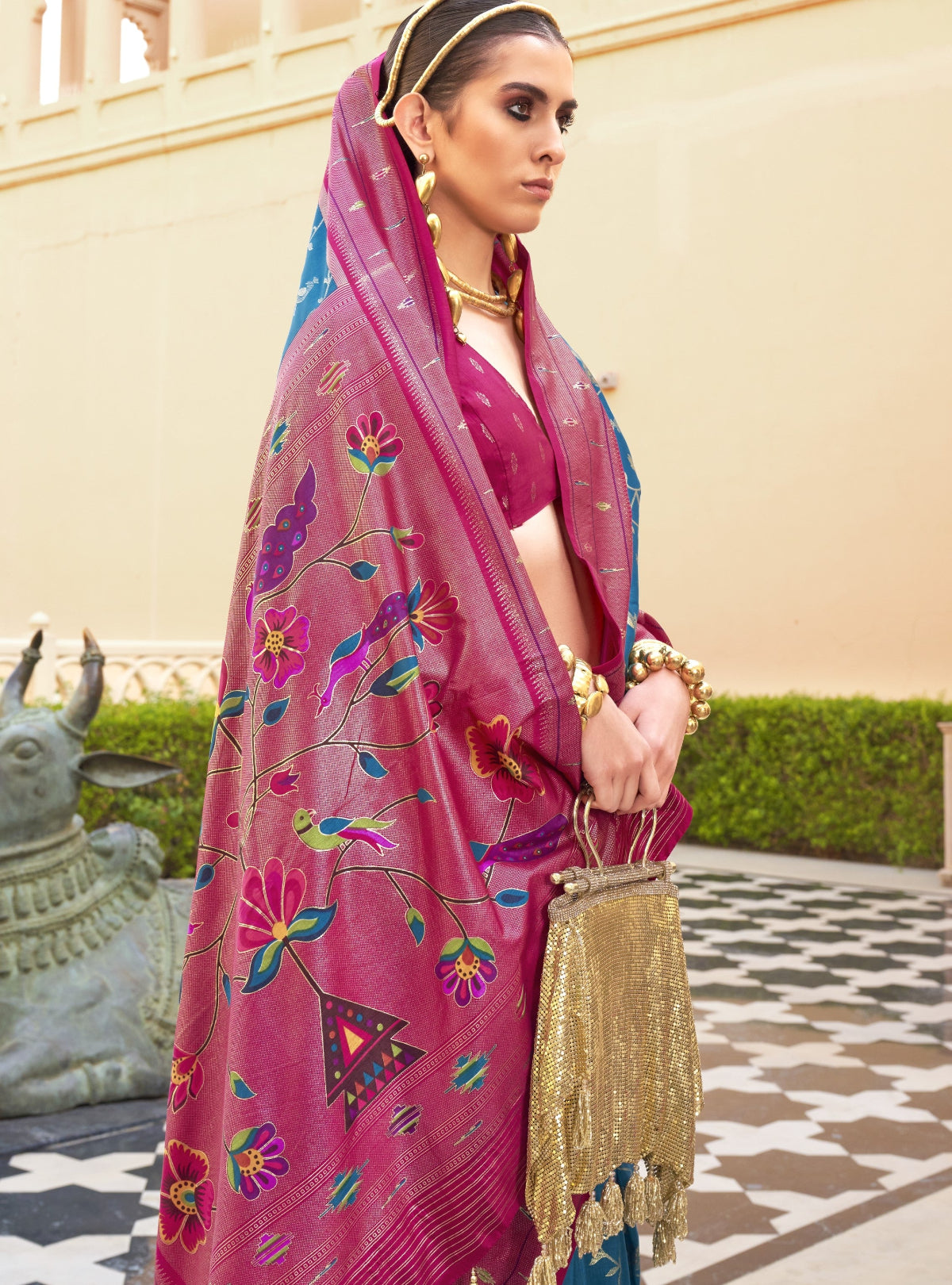 Shop Teal Blue Paithani Sarees Online at STORI.
