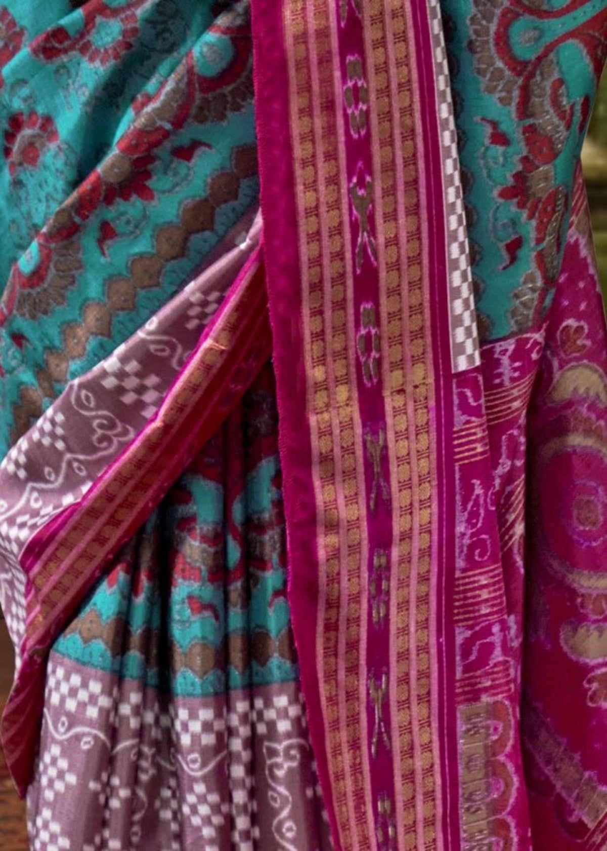 Best Teal Blue Patola Silk Saree Online in India