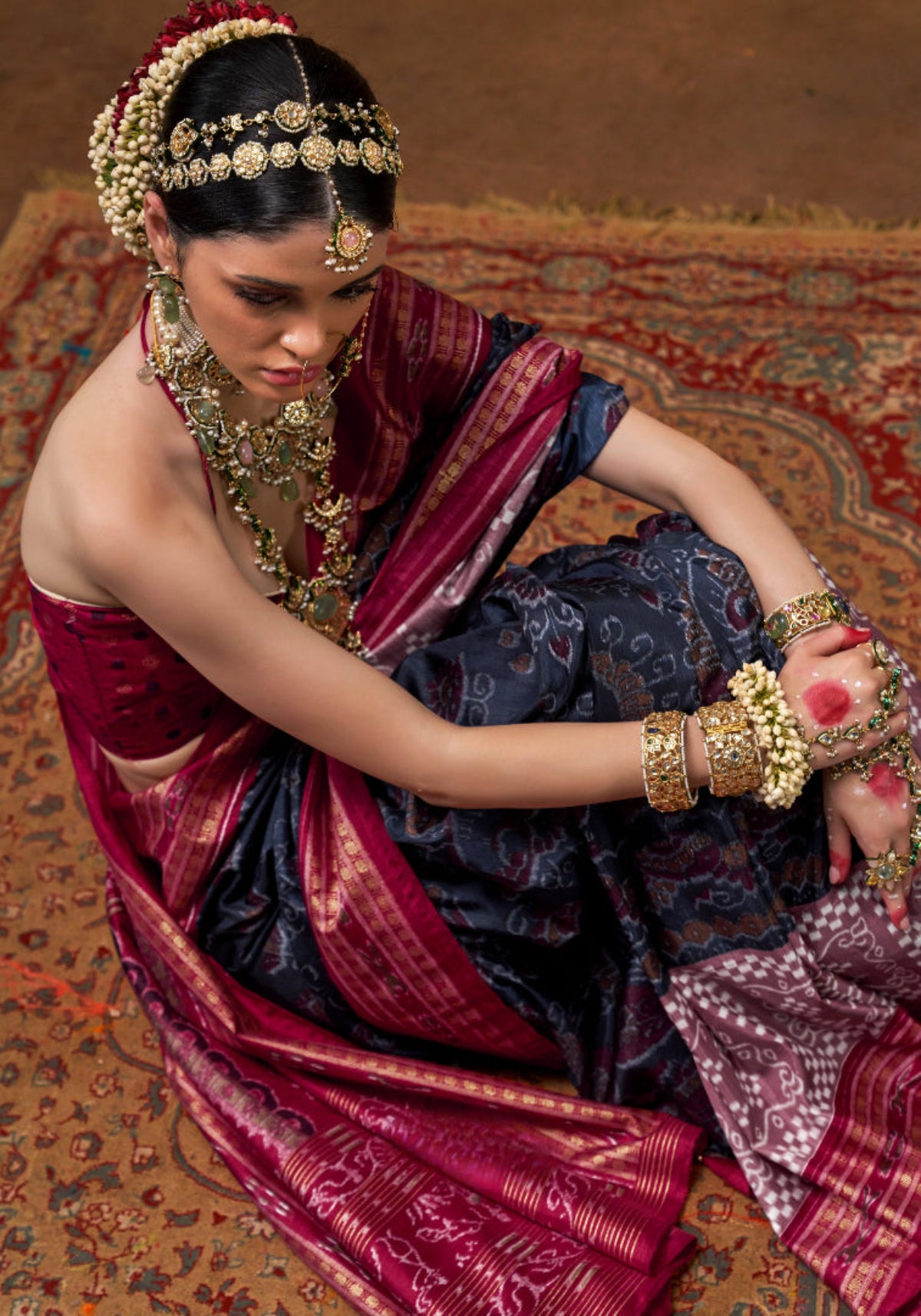 Best Navy Blue Patola Silk Saree Online in India