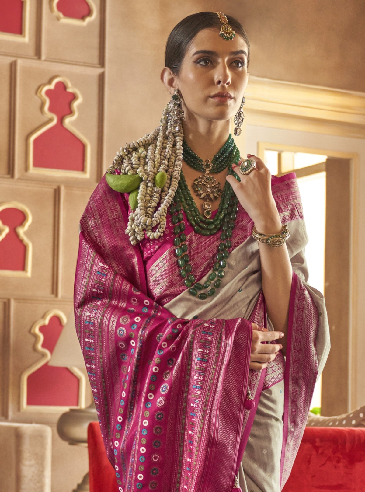 Best Beige Patola Silk Saree Online in India