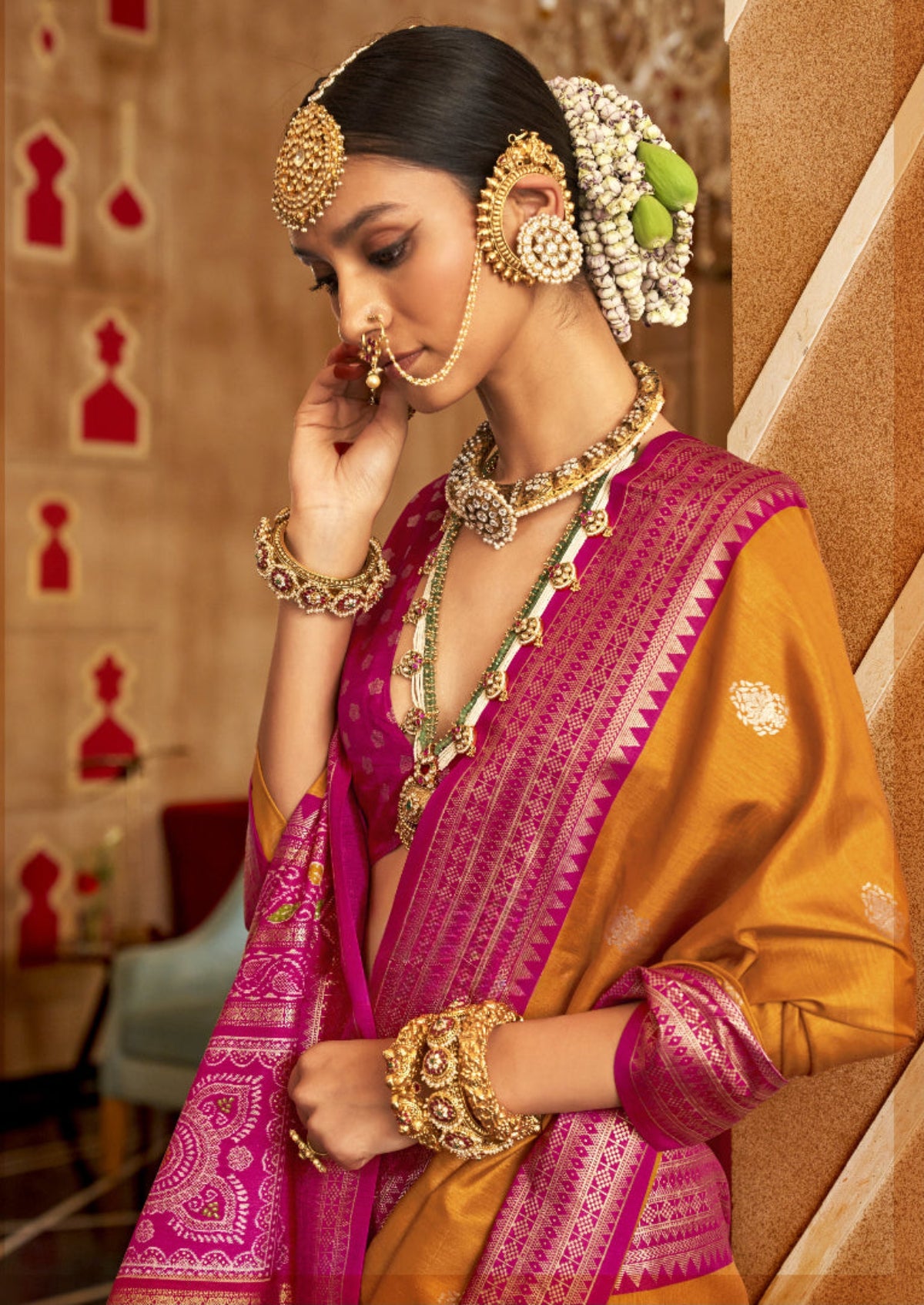 Best Mustard Yellow Patola Silk Saree Online in India