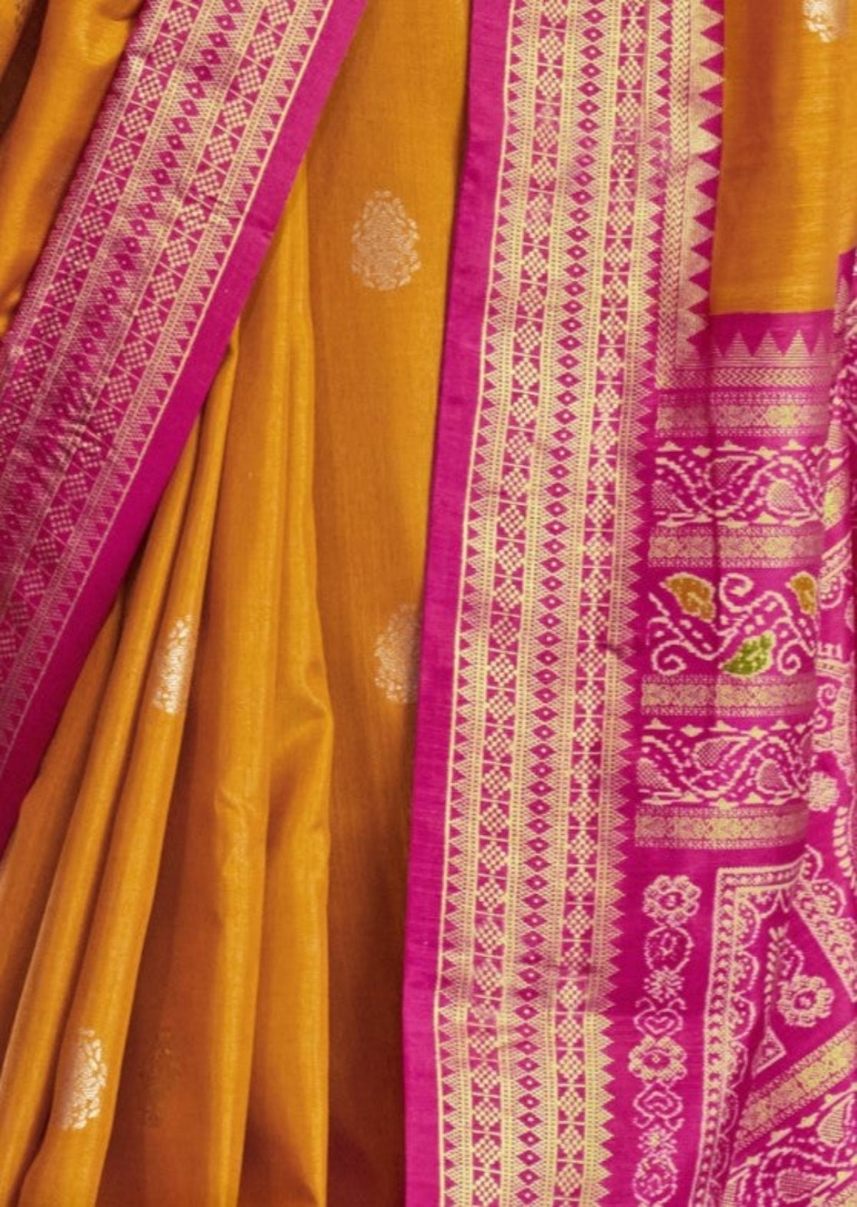 Best Mustard Yellow Patola Silk Saree Online in India