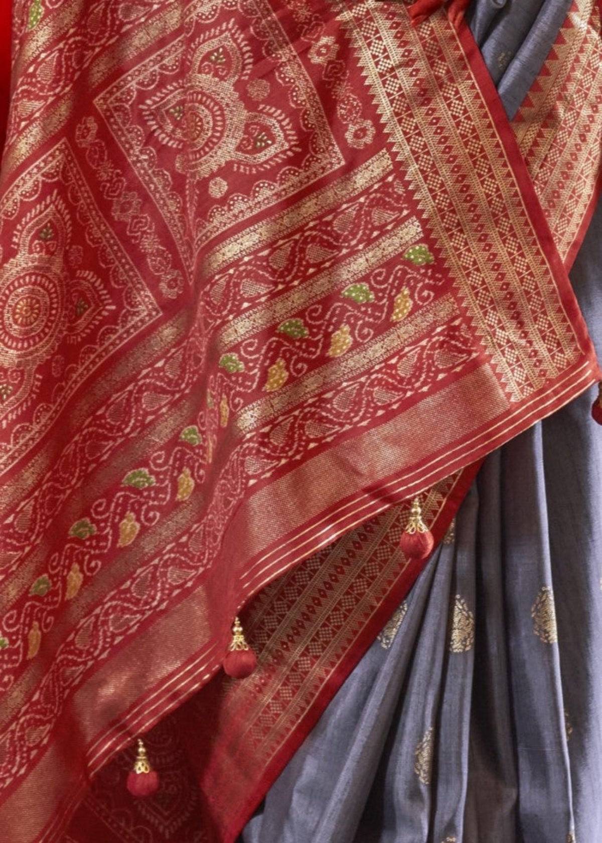 Best Grey Patola Silk Saree Online in India