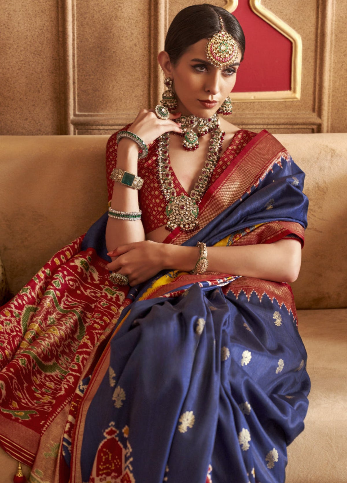Best Navy Blue Patola Silk Saree Online in India