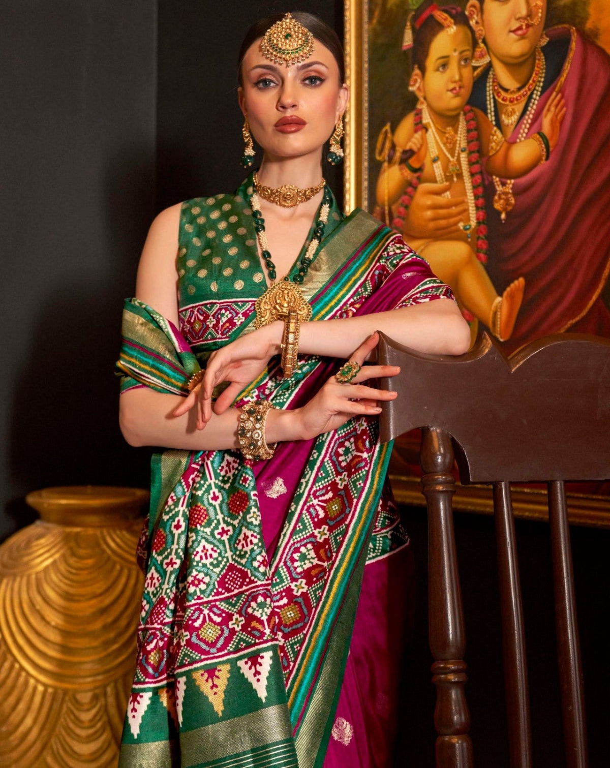 Shop Rani Pink Patola Silk Saree for Wedding at STORI