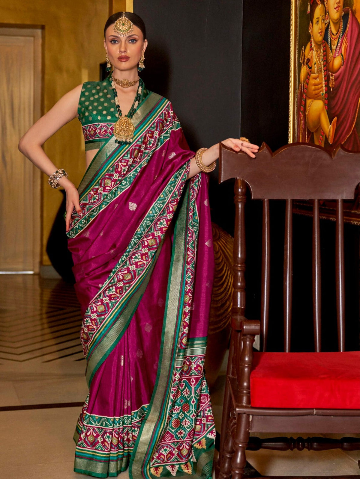 Shop Rani Pink Patola Silk Saree for Wedding at STORI