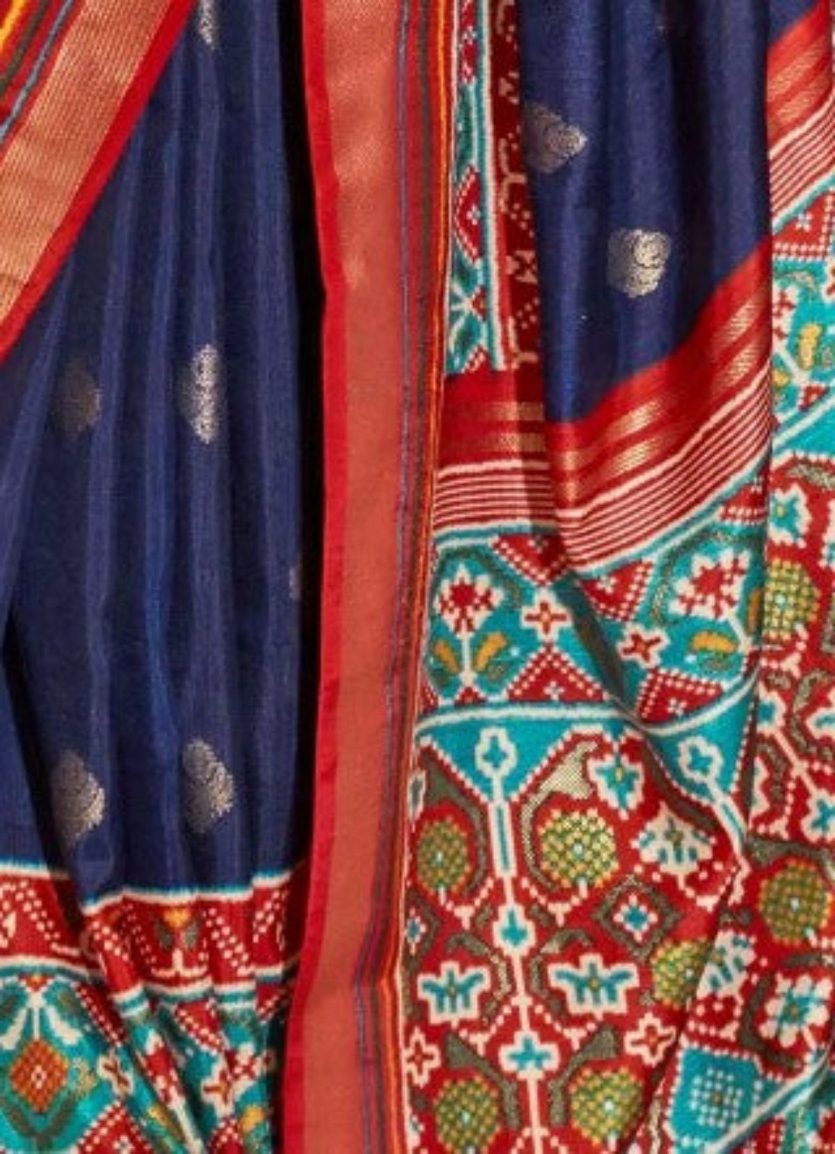 Shop Navy Blue Patola Silk Saree for Wedding at STORI
