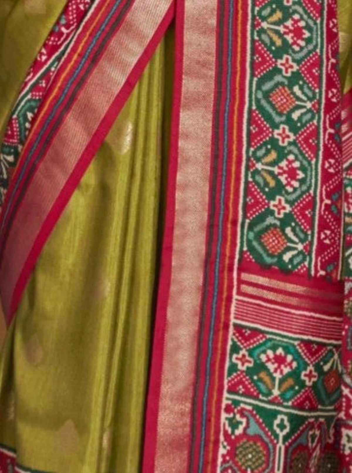Shop Olive Green Patola Silk Saree for Wedding at STORI