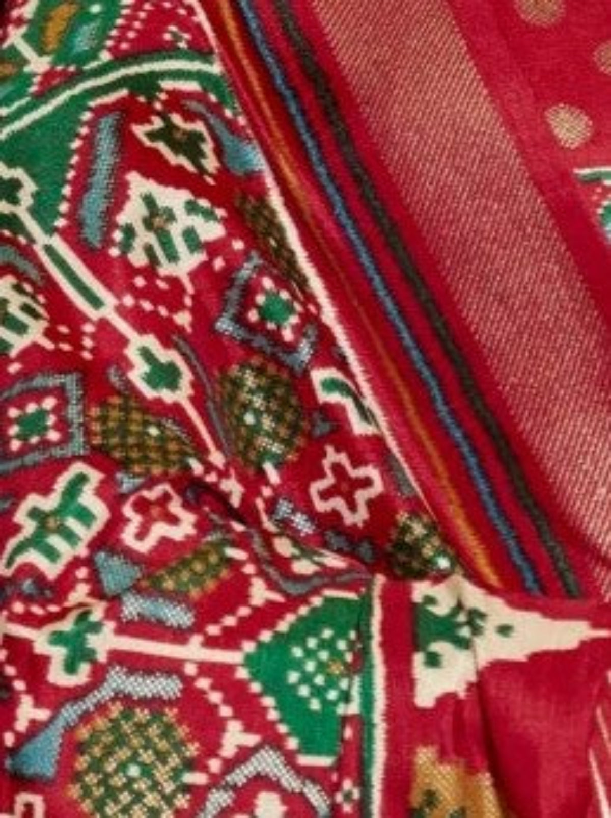 Shop Olive Green Patola Silk Saree for Wedding at STORI