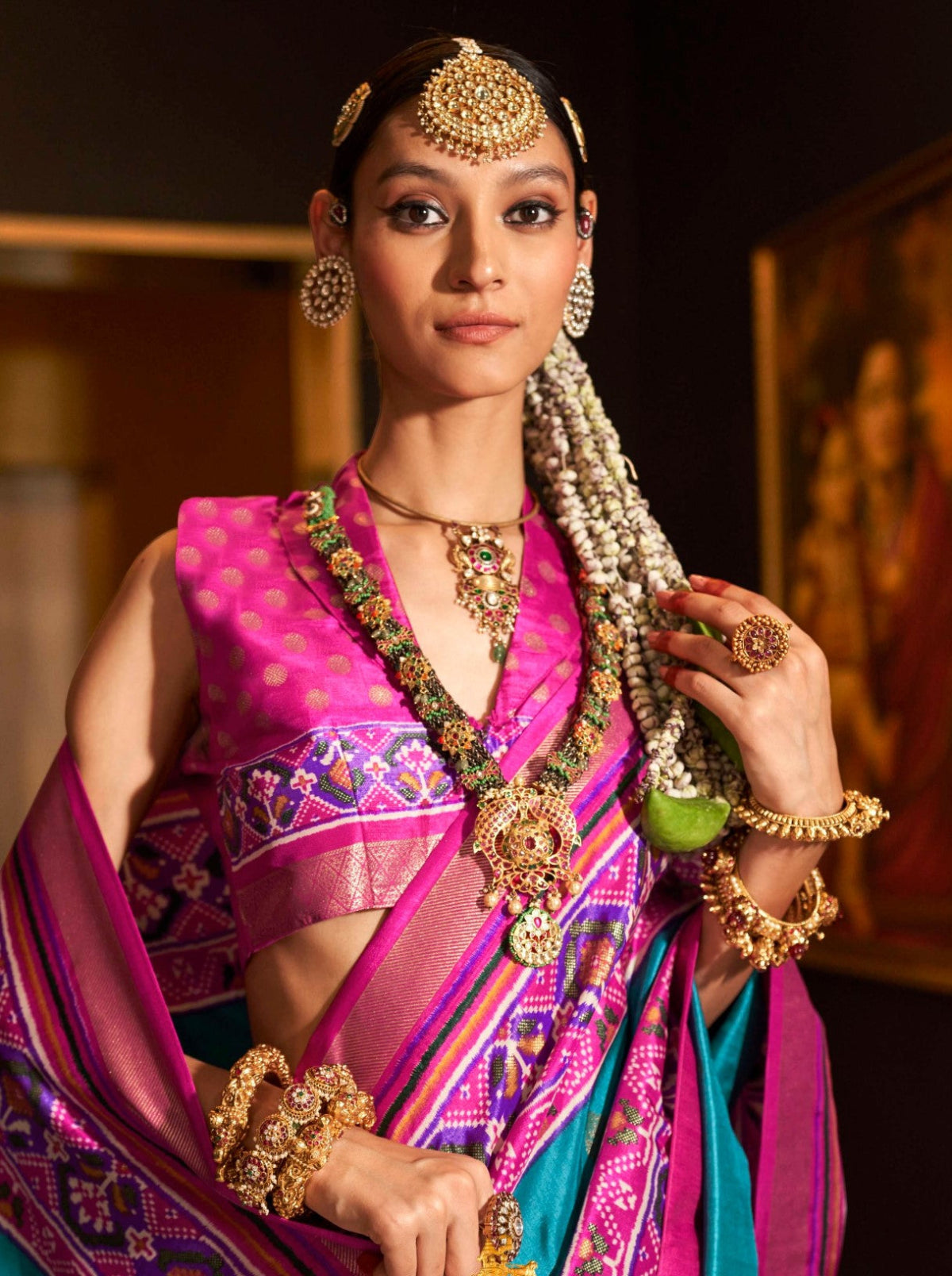 Shop Blue Patola Silk Saree for Wedding at STORI