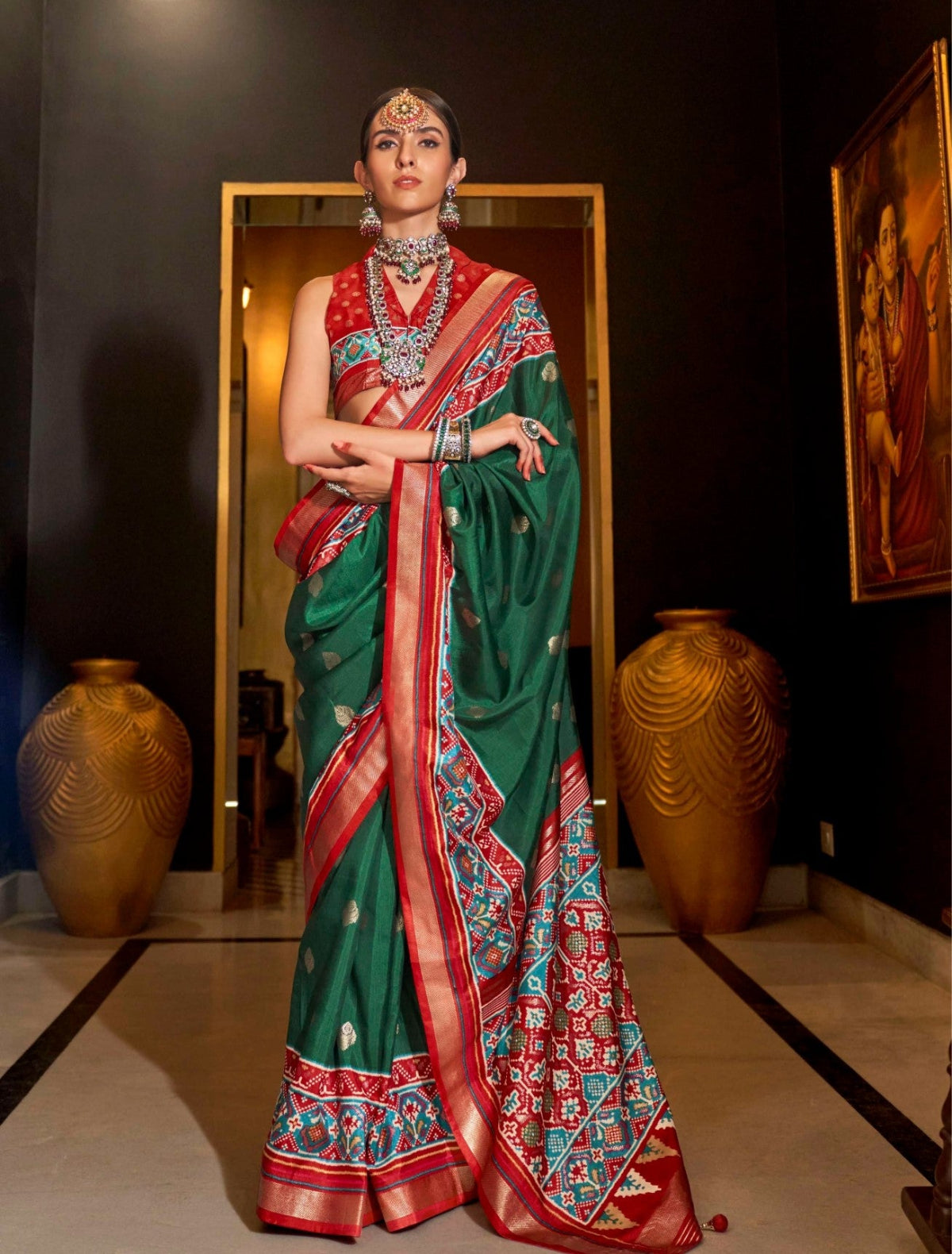 Shop Green Patola Silk Saree for Wedding at STORI