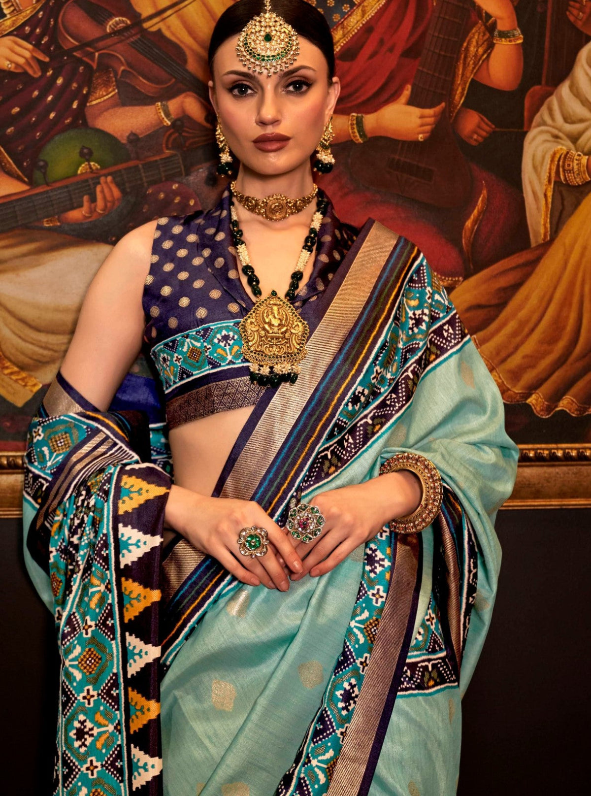 Shop Pear Green Patola Silk Saree for Wedding at STORI
