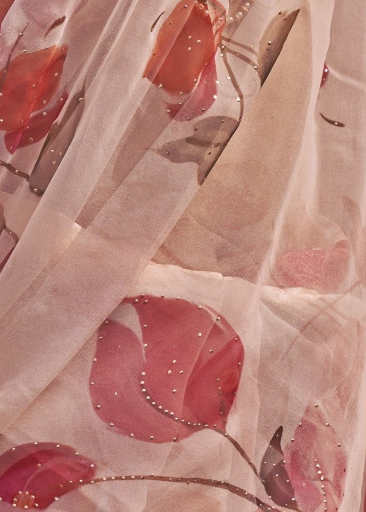Shop Light Pink Floral Organza Silk Saree Online - STORI