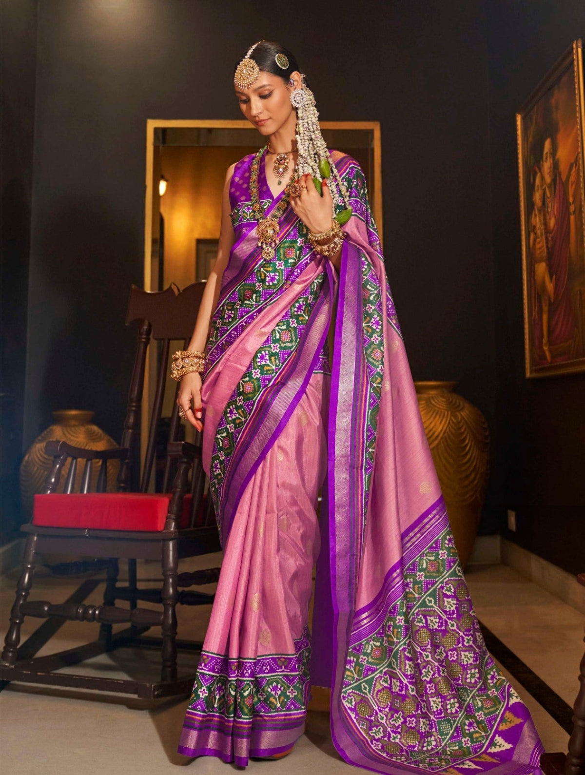 Shop Pink Patola Silk Saree for Wedding at STORI