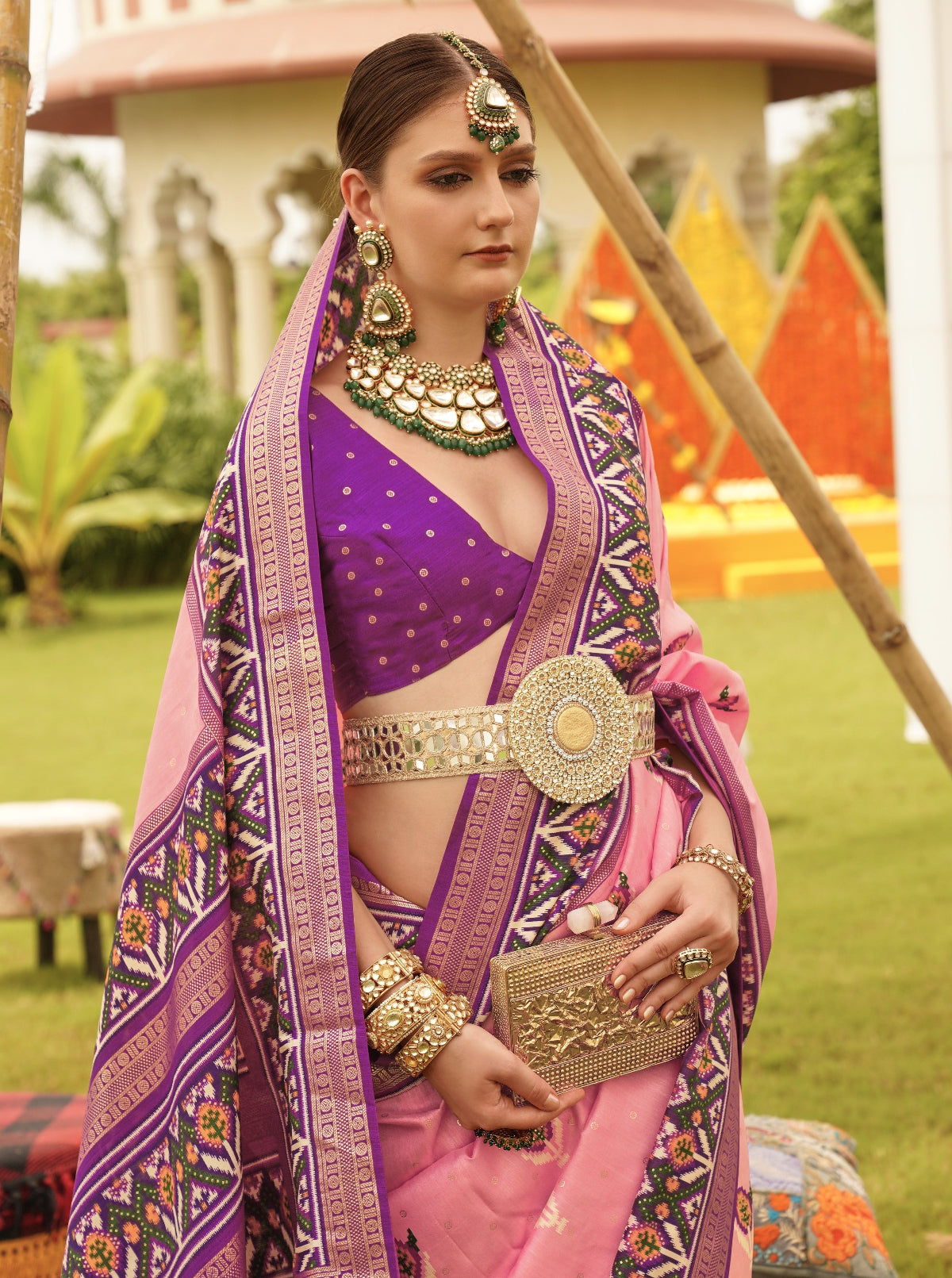 Shop Pink Patola Silk Saree for Wedding at STORI
