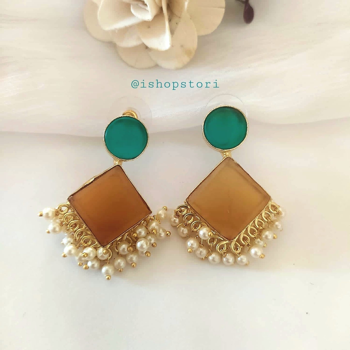 Shop Calista Stone & Pearls Earrings Online - STORI