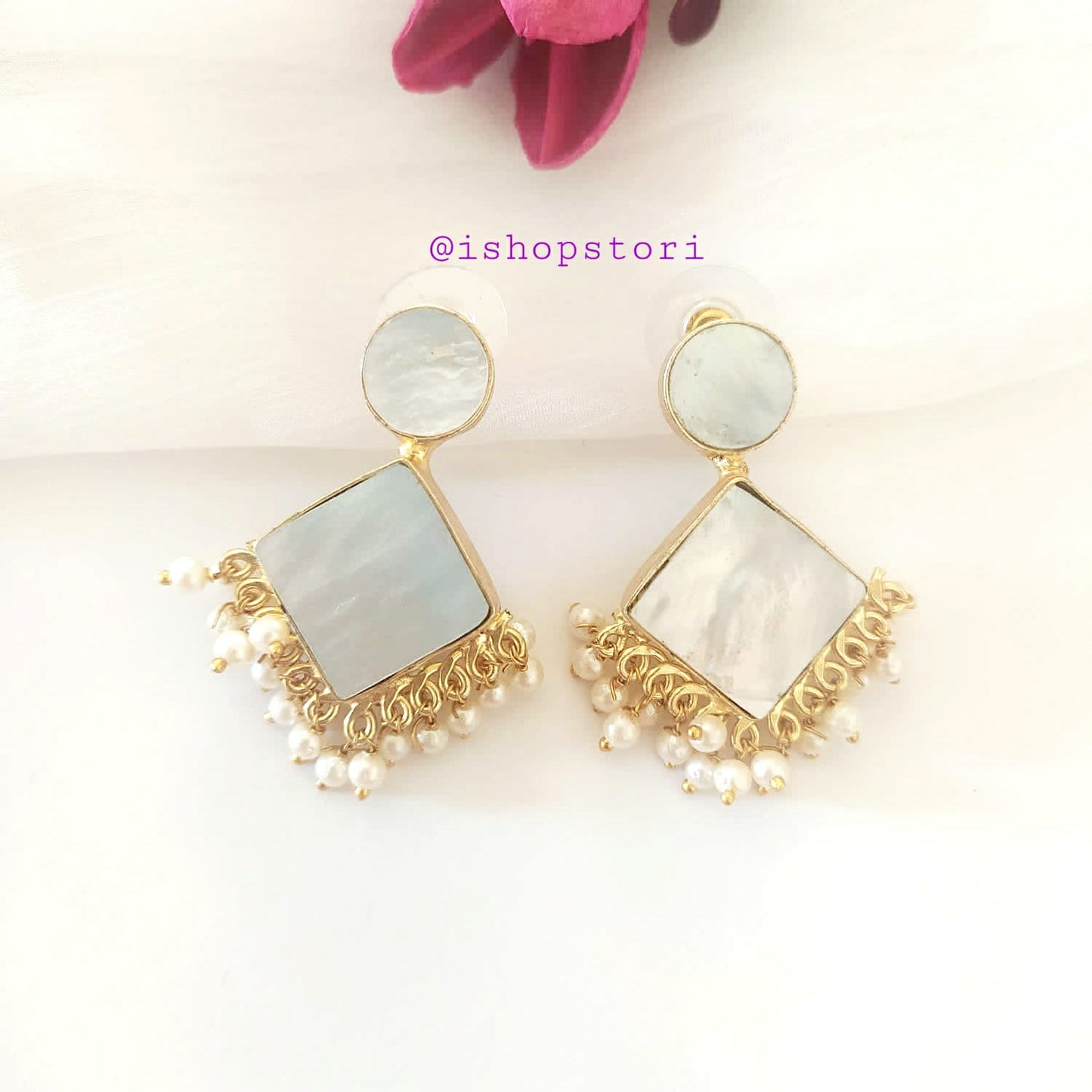 Shop Calista Stone & Pearls Earrings Online - STORI