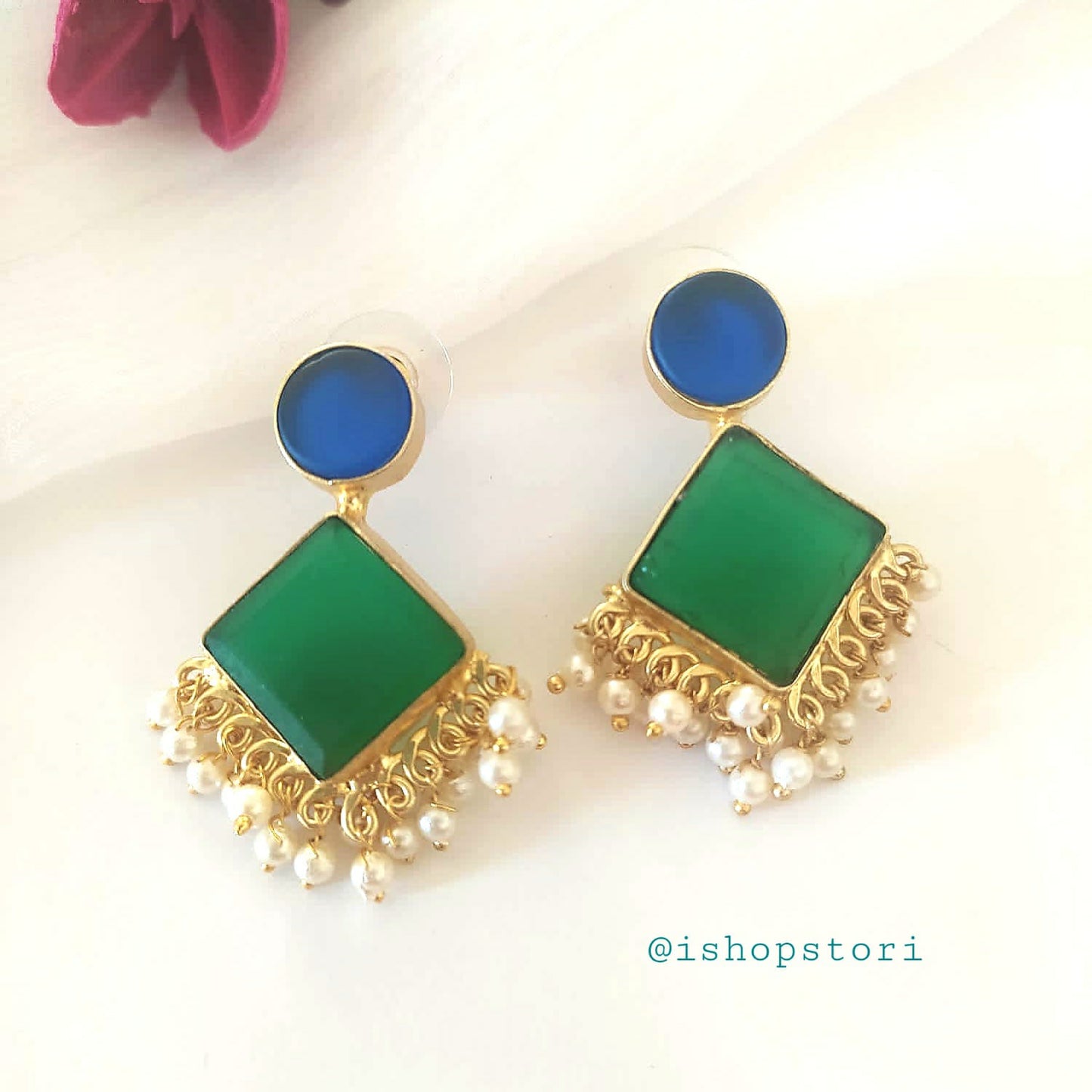 Shop Calista Stone & Pearls Earrings Online - STORI