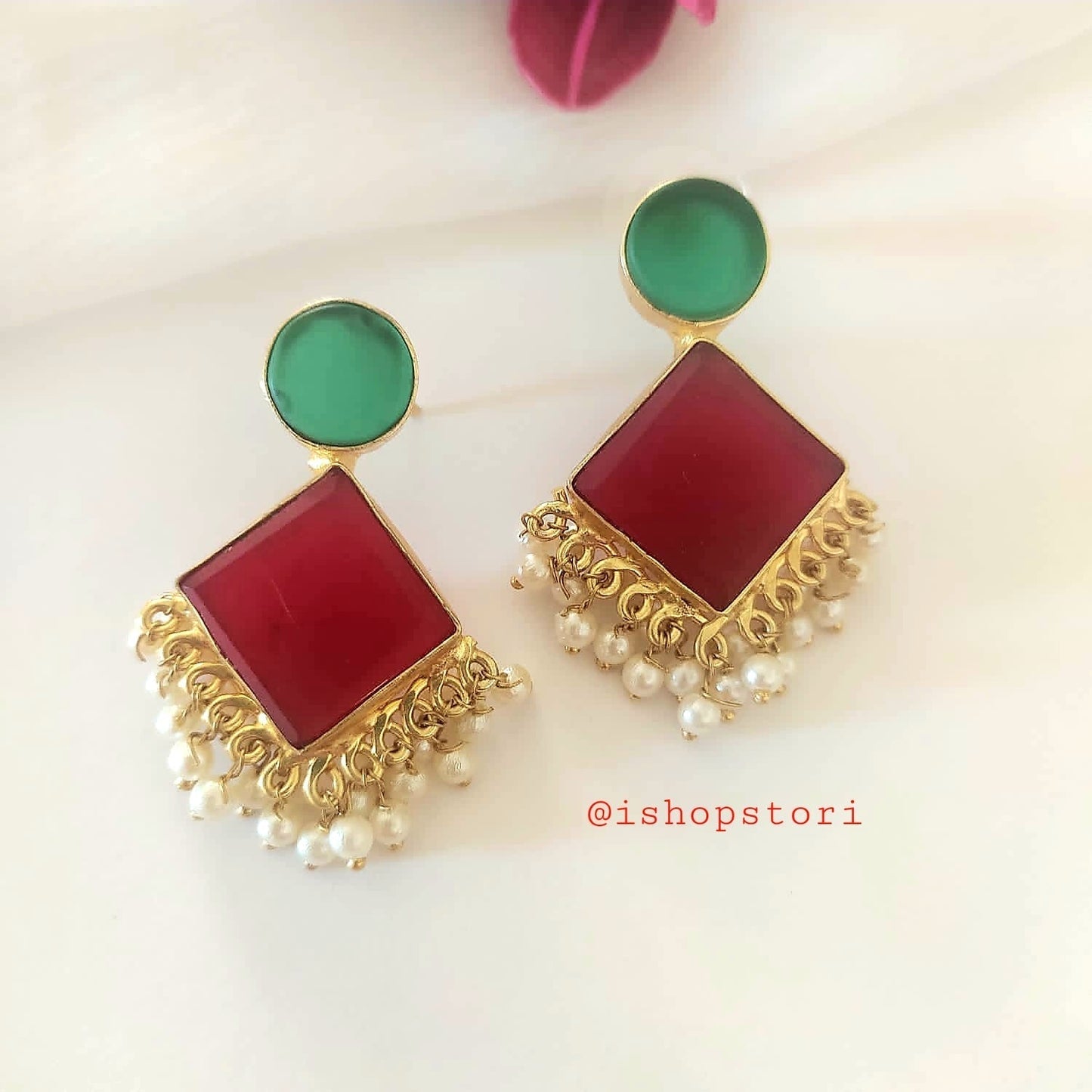 Shop Calista Stone & Pearls Earrings Online - STORI