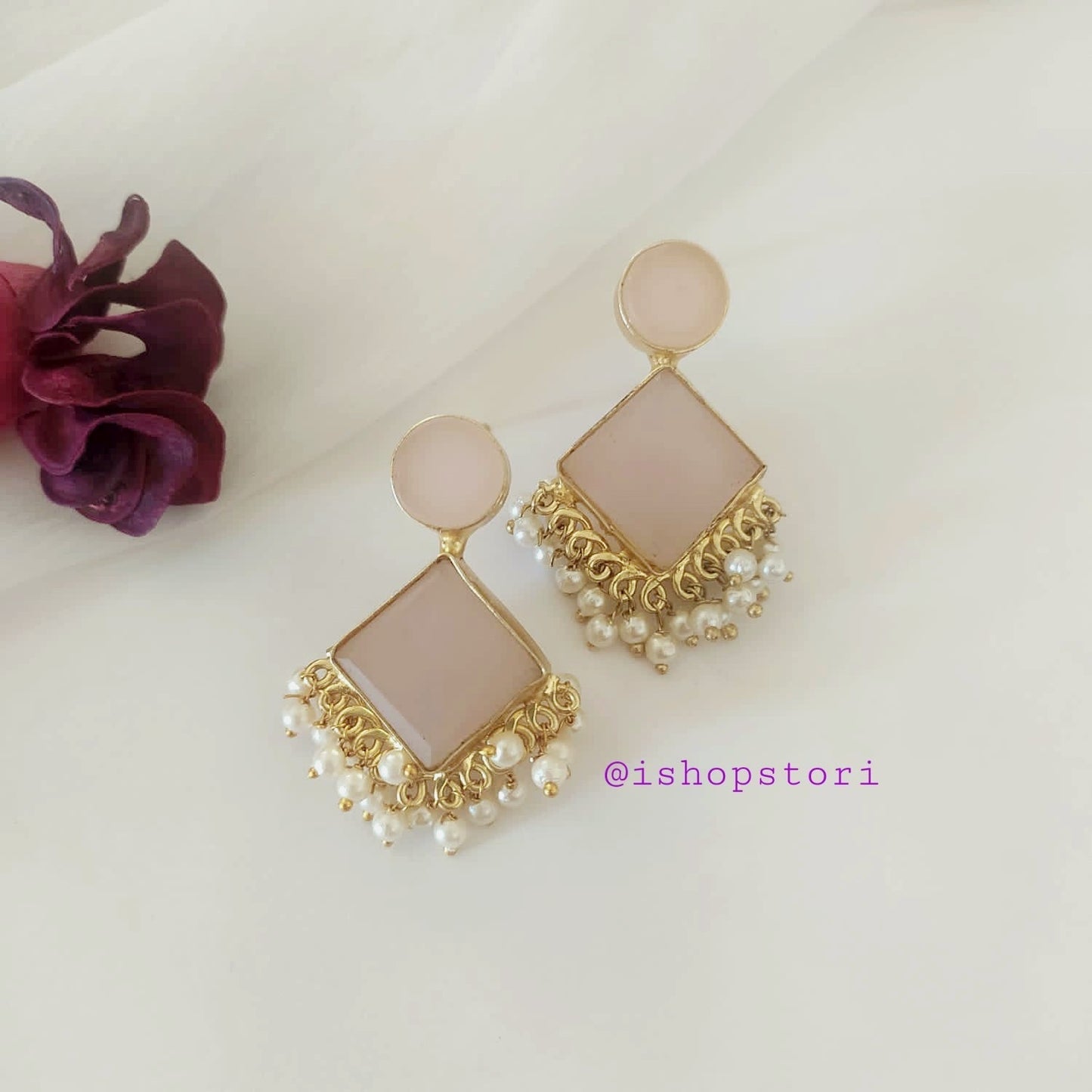 Shop Calista Stone & Pearls Earrings Online - STORI