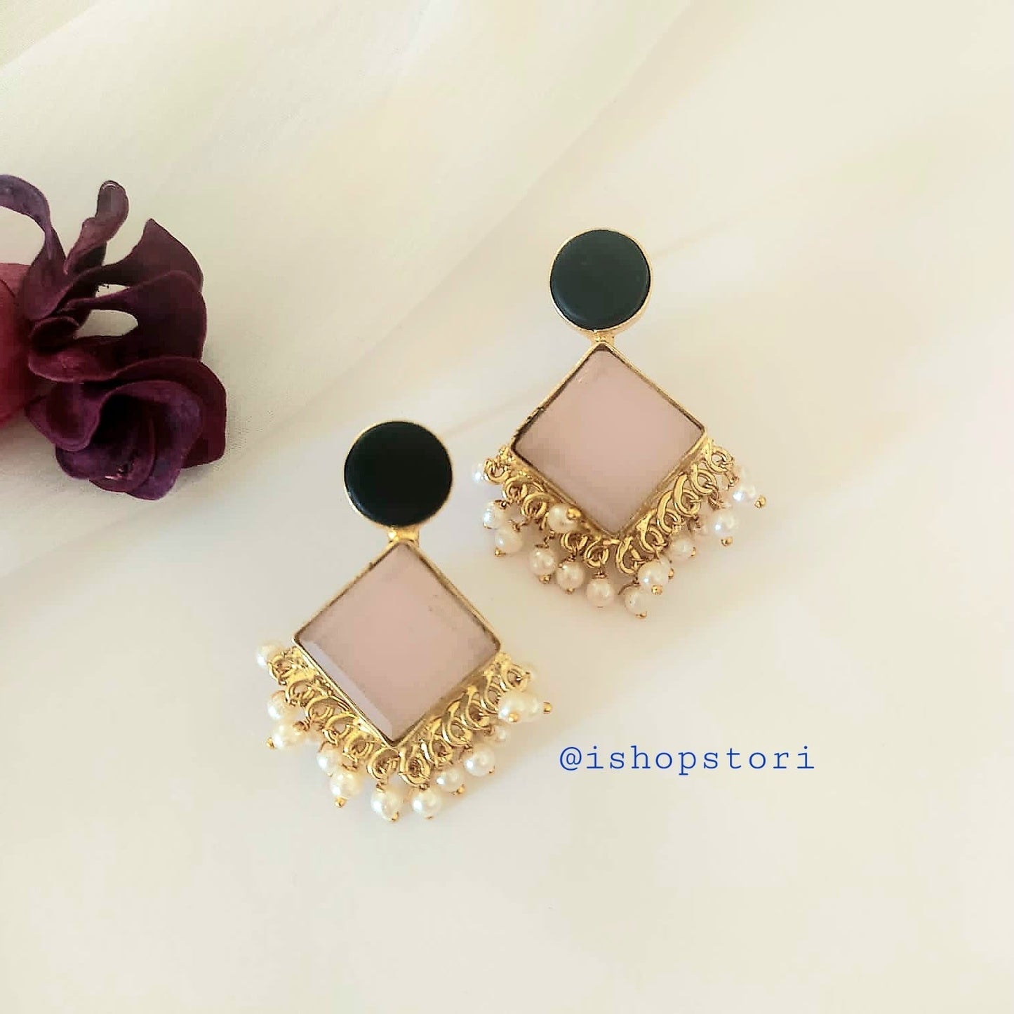Shop Calista Stone & Pearls Earrings Online - STORI
