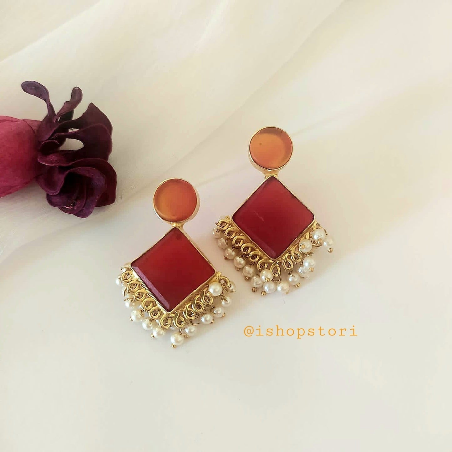 Shop Calista Stone & Pearls Earrings Online - STORI
