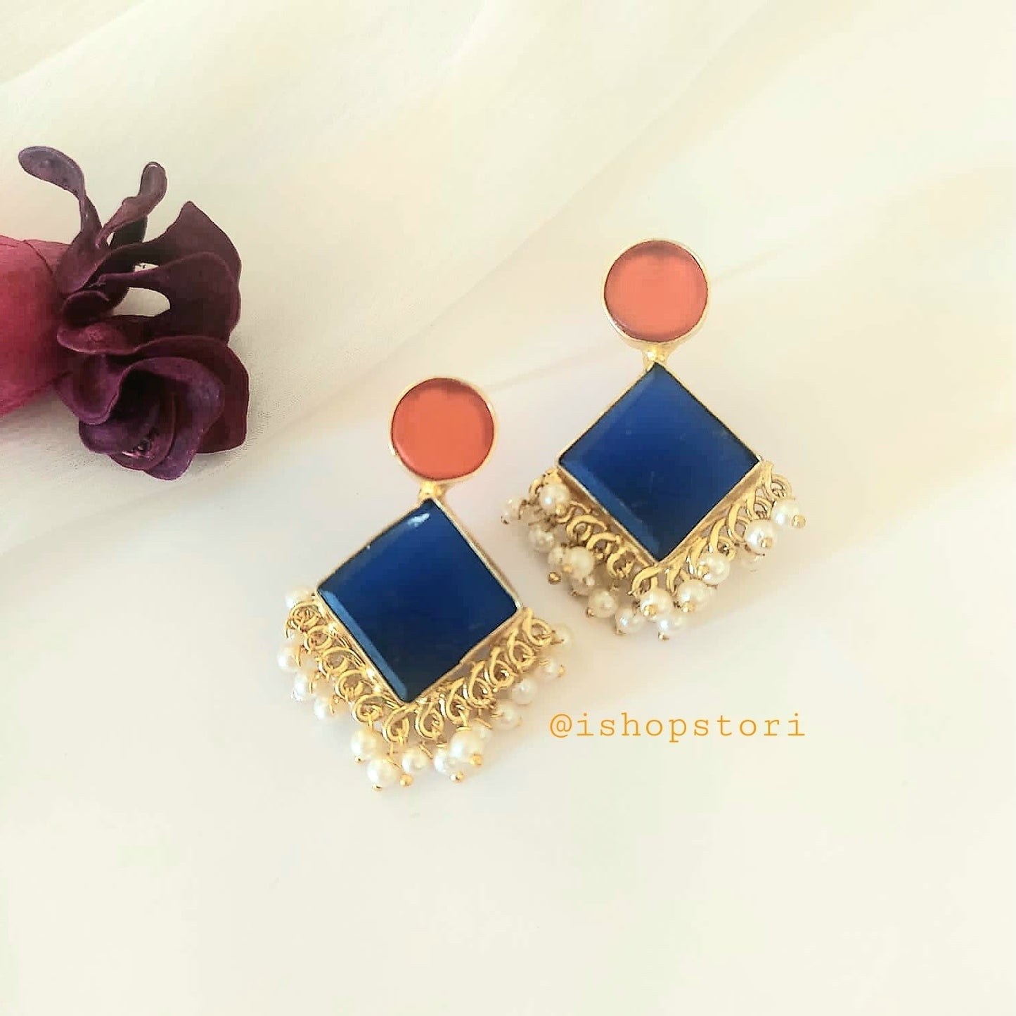 Shop Calista Stone & Pearls Earrings Online - STORI