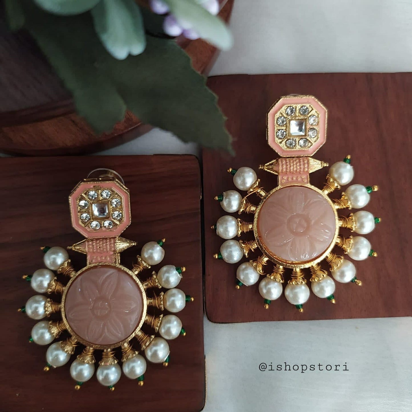 Kanika Carved Stone Meenakari Earrings