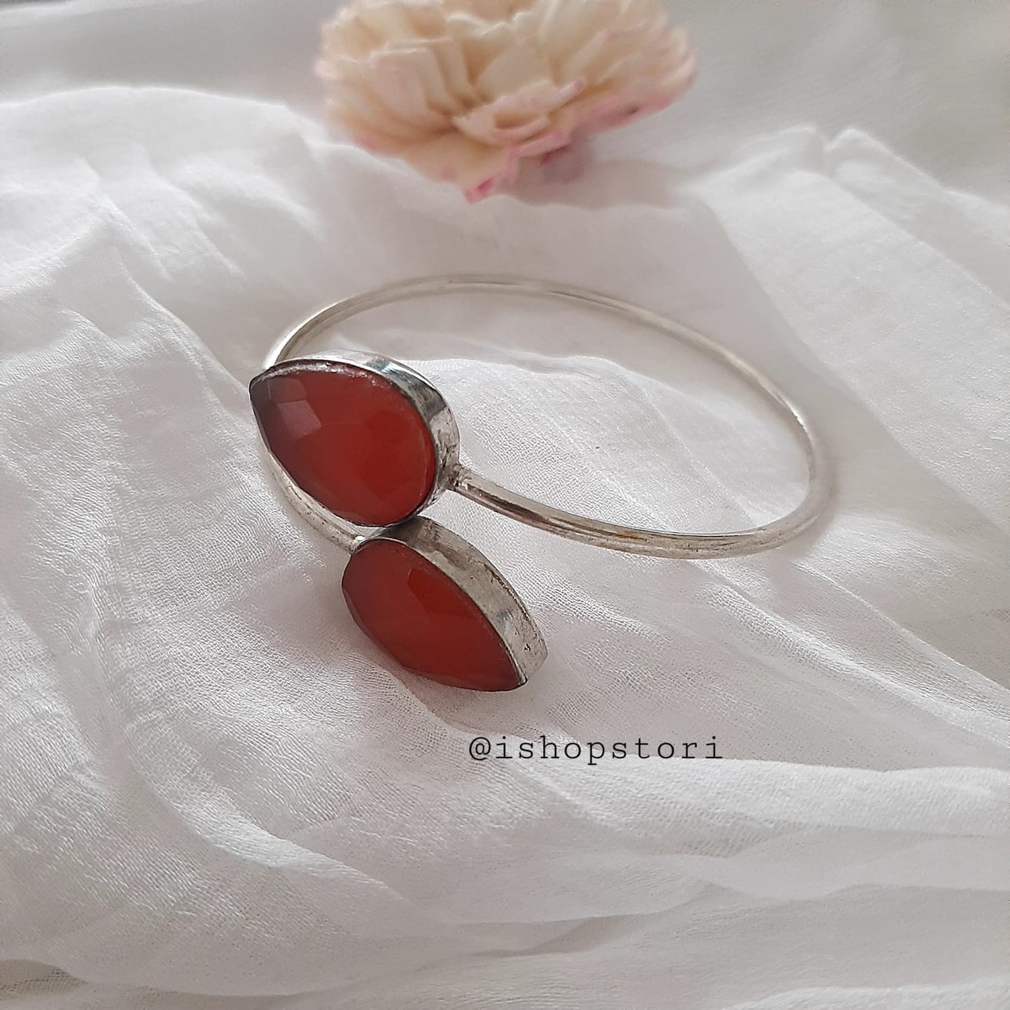 Nayana Dual Stones Tear Drop Oxidised Bracelet