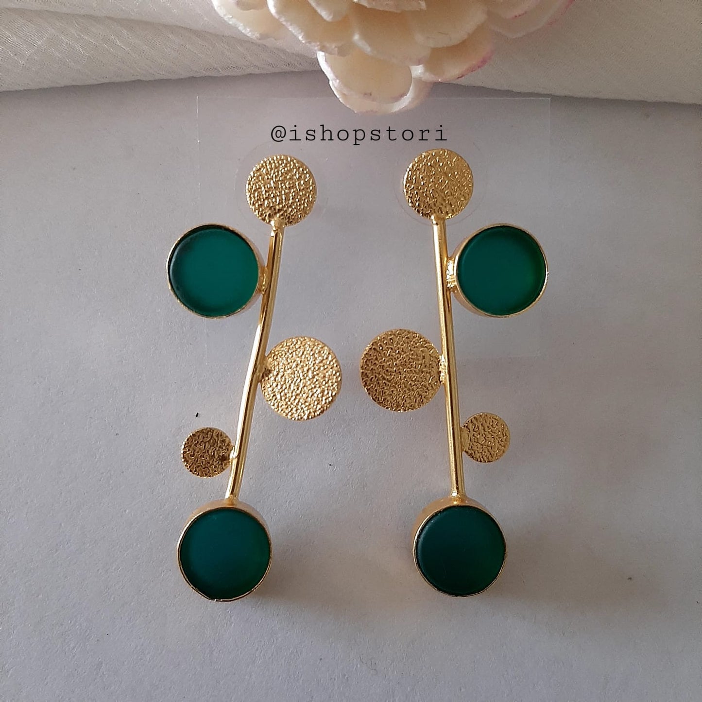 Golden Dots Twig & Raw Stones Earrings