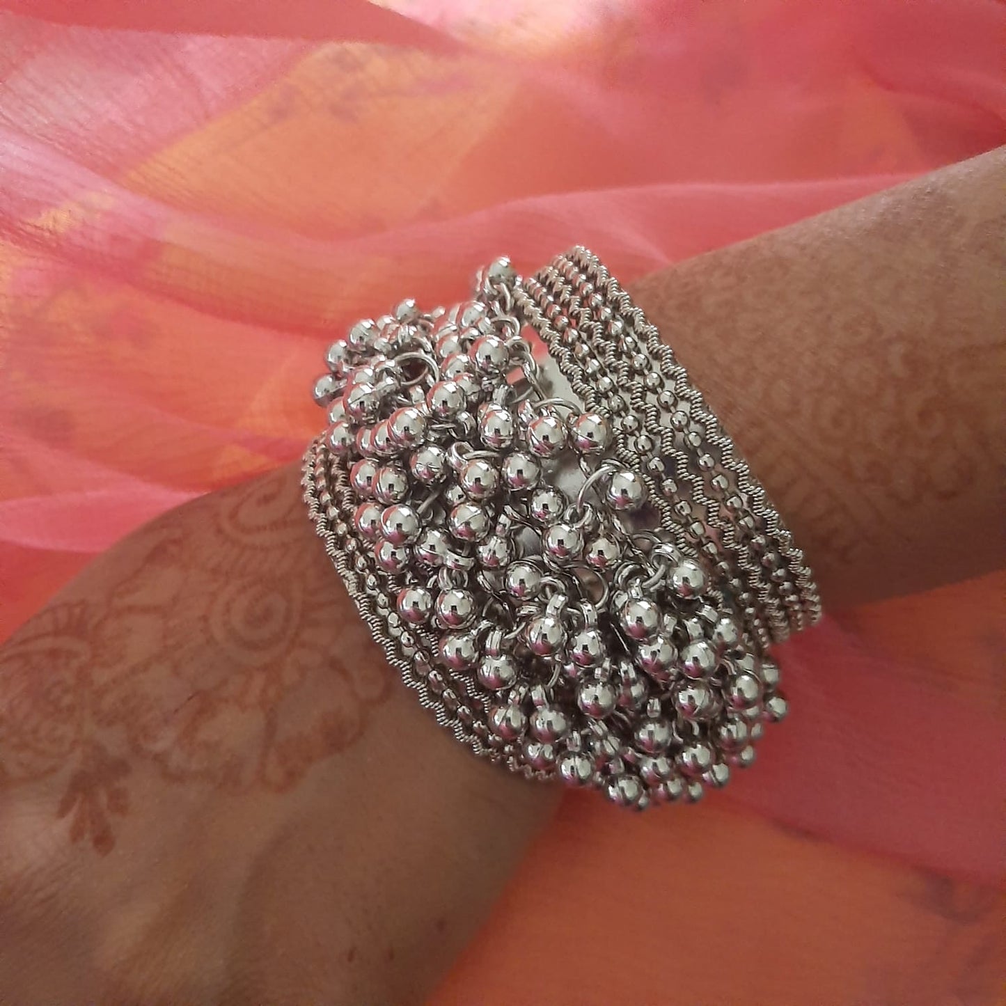 Vishvi Oxidised Adjustable Kada / Bracelet With Ghungroo