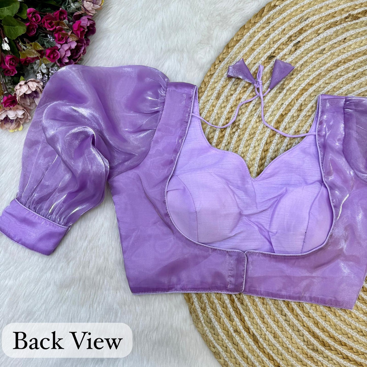 Bloomimg Organza Long Sleeves Solid Color Designer Blouse