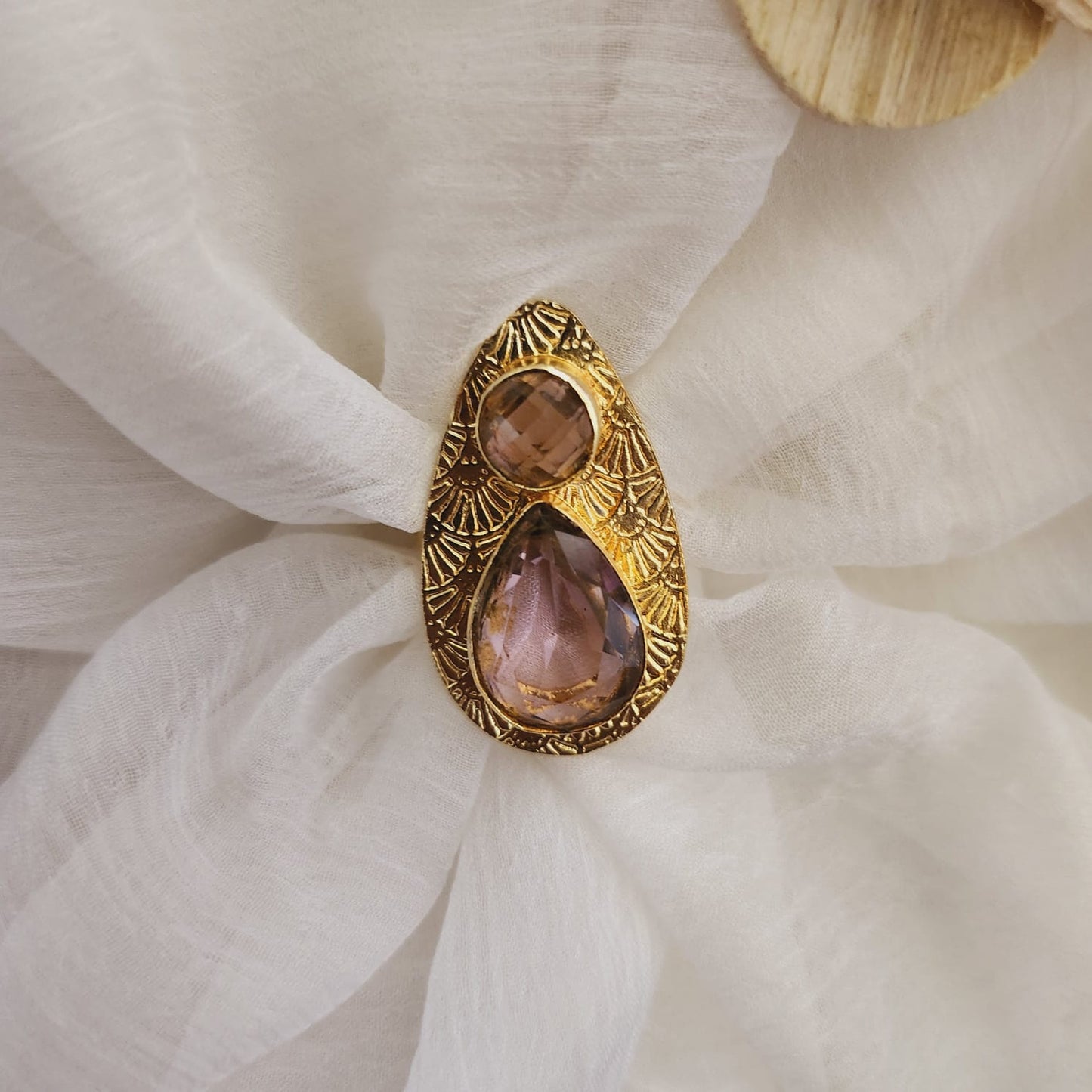 Rose Pink Stone Finger Ring