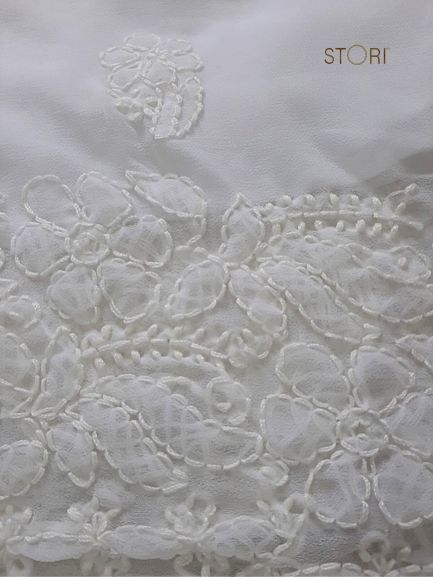 White Hand Embroidered Georgette Lucknowi Chikankari Garara