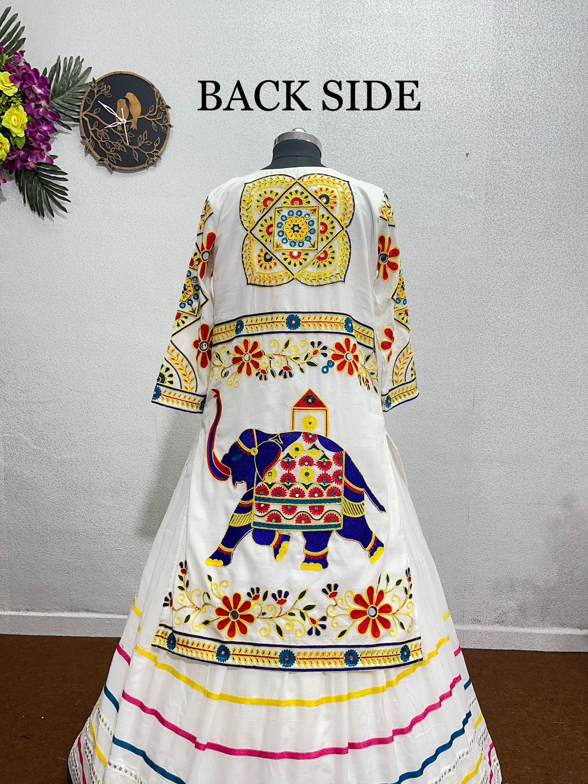 White Aari Emnroidered Cotton Lehenga With Long Jacket