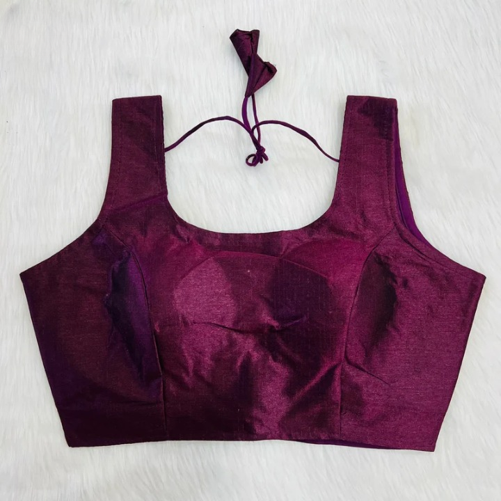 Solid Color Regular Raw Silk Blouse