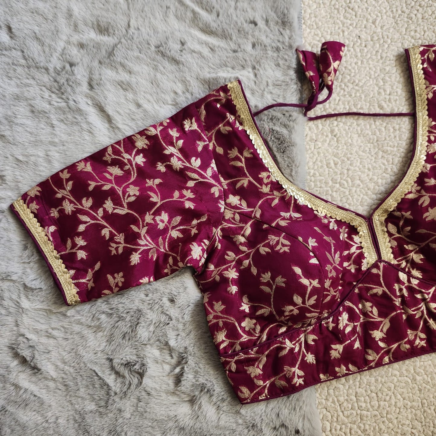Wine Banarasi Silk Blouse