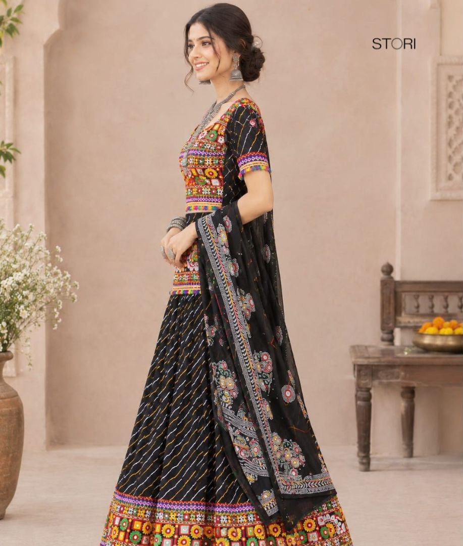Leheriya Black Lehenga Choli Set