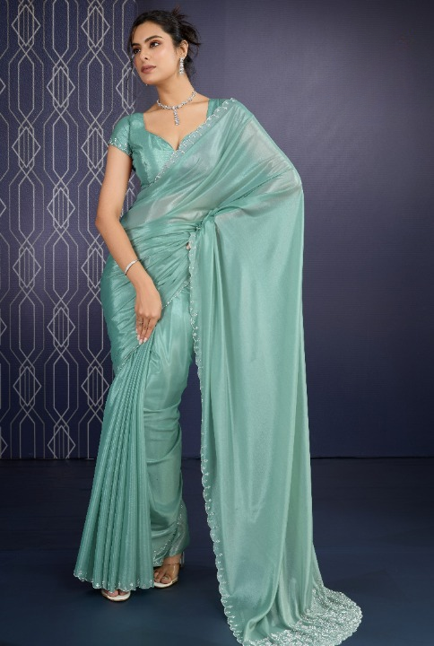 Buy Green Partywear Sarees Online at STORI