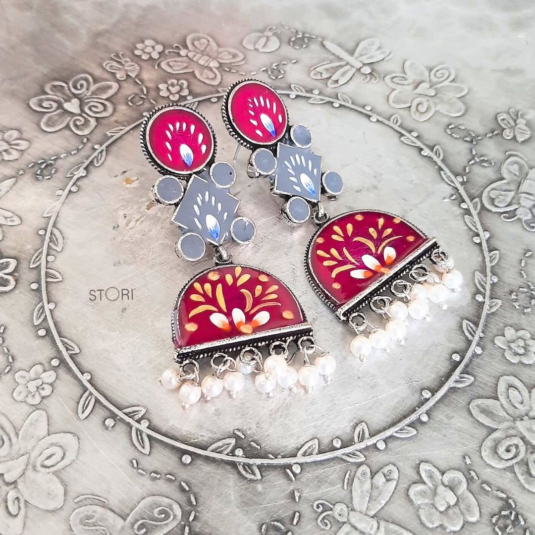 Sragavi Handcrafted Meenakari Earrings