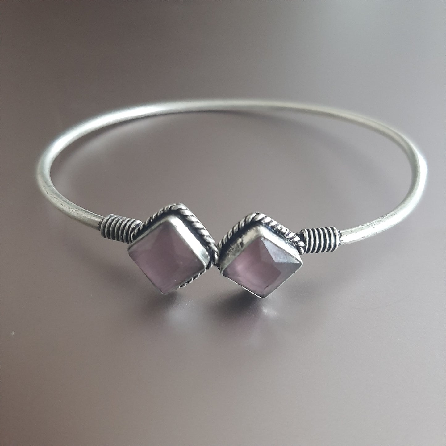 Maanika Dual Square Monalisa Stones Oxidised Bracelet