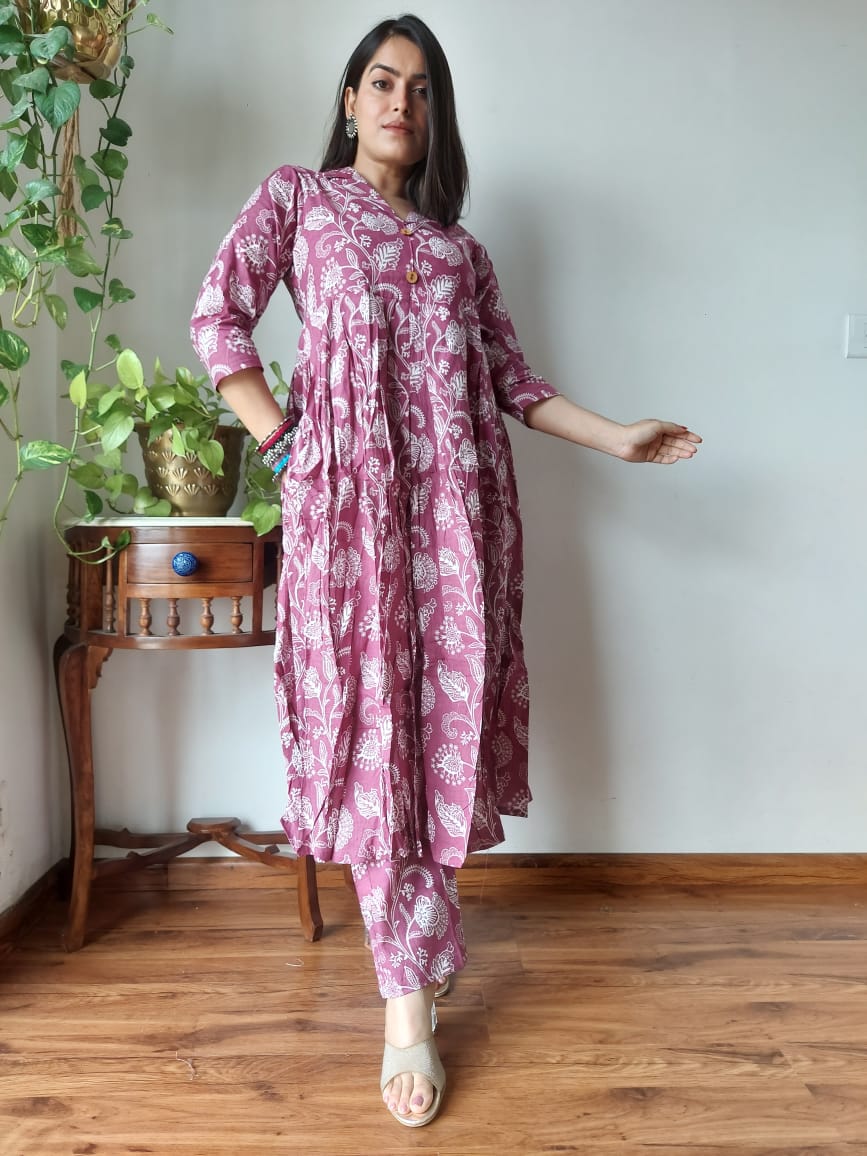 By Pink Coord Nyra Cut Cotton Kurti Set