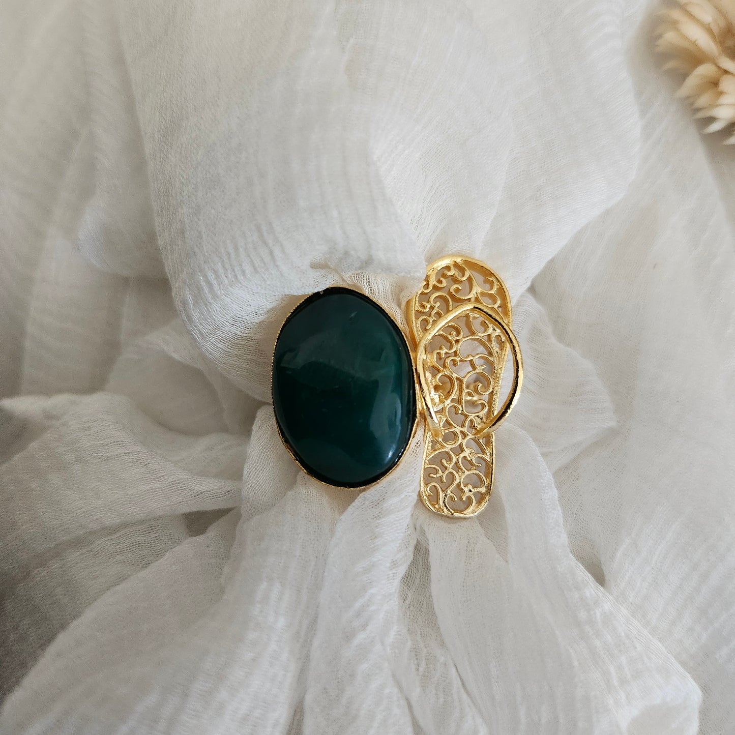 Green Opal Beach Treasure Flip Flop Ring