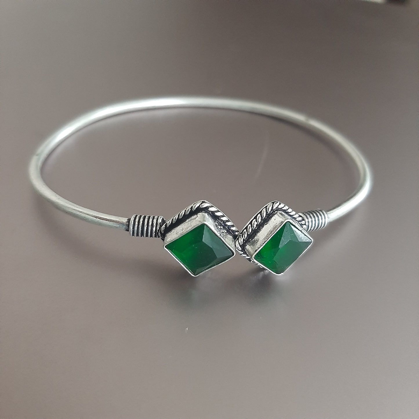 Maanika Dual Square Monalisa Stones Oxidised Bracelet