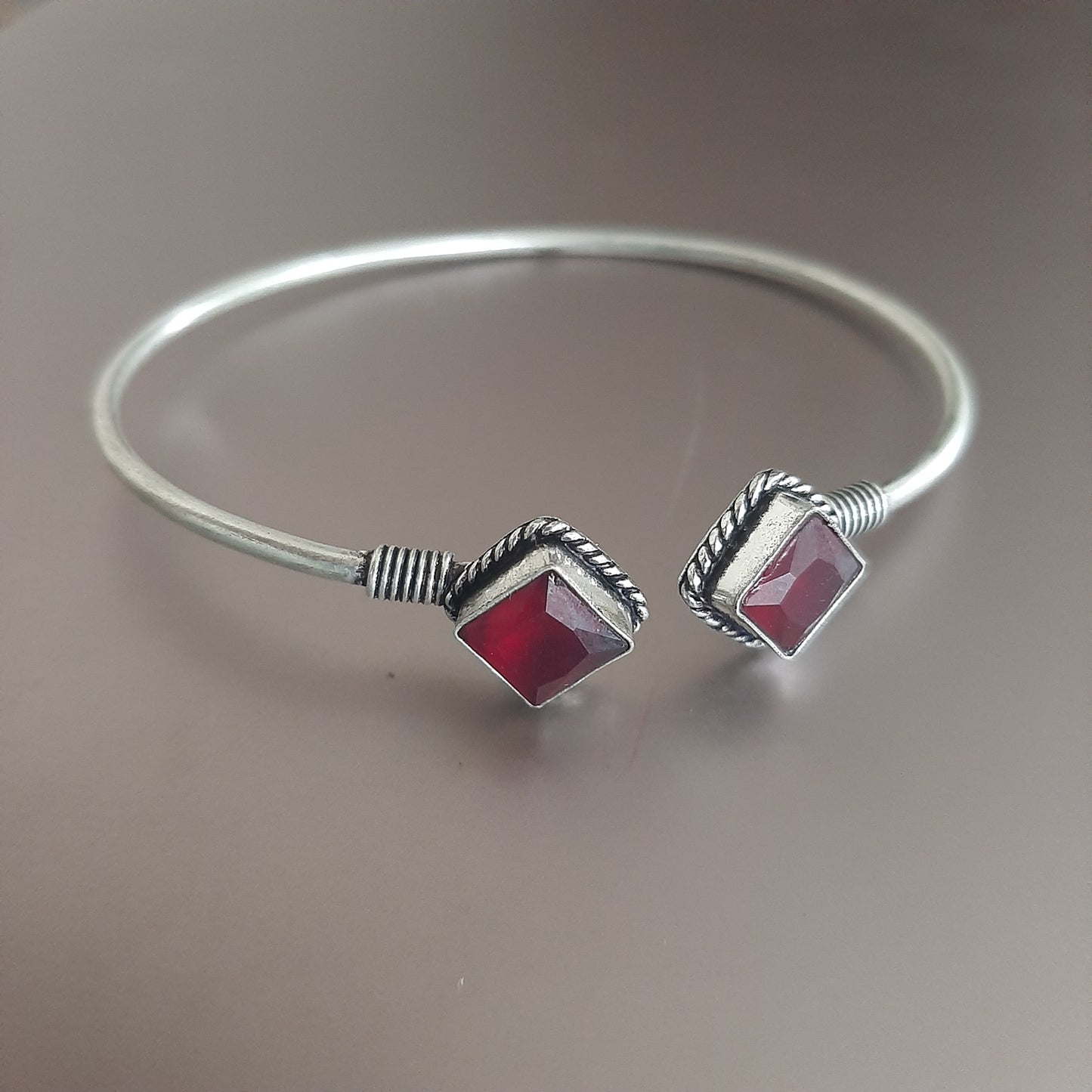 Maanika Dual Square Monalisa Stones Oxidised Bracelet